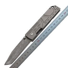 1Pcs A1898 Folding Knife Damascus Steel Tanto Blade TC4 Titanium Alloy Handle EDC Pocket Folder Knives Best Gift For Men