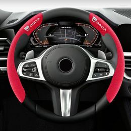 Steering Wheel Covers Car Cover Black Suede Leather For Dacia Duster Spring Logan Sandero Jogger Lodgy Bigster Dokker Accessories