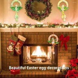 Decorative Flowers Easter Wreath Foam Egg Themed Party Holiday Garland Door Hanging Pendant Ornament Indoor Outdoor Sign Decoration