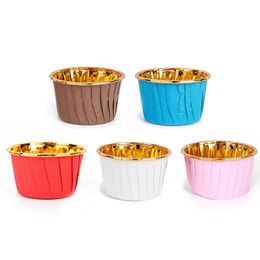 50st/Lot Paper Cake Mold Round Shaped Muffin Cupcake Baking Molds Kök Kök Matlagning Bakeware Maker Diy Cake Wedding Christmas Party Decorating Tools HW0130