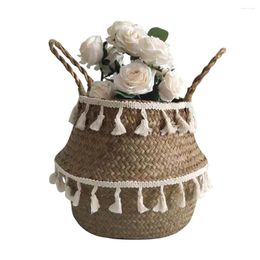 Storage Baskets Seagrass Wicker Basket Creative Flower Pot Folding Decoration Organiser Paniers De Rangement