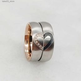 Wedding Rings Matching Wedding Rings Sets for Couples Designer Black Rose Gold Plated Stainless Steel Jewelry Love Heart Marriage Ring Q231120