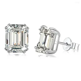 Stud Earrings 925 Sterling Silver Emerald Cut 4CT High Carbon Diamonds Ear Wedding Party Jewellery Drop