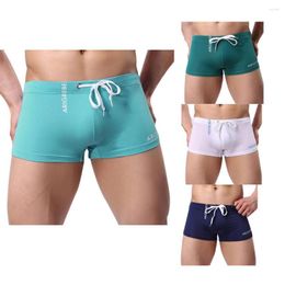 Underpants Summer Men's Solid Breathable Boxer Swimming Briefs Shorts Fashion Male Slim Beach Swim Trunks Elastic Swimwear Pants