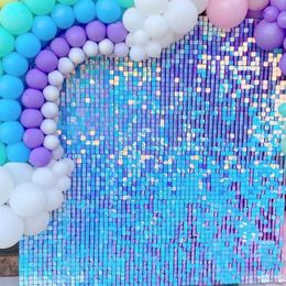 Party Decoration Po Booth Shimmer Backdrop Wedding Wall Bachelorette Birthday Background Iridescent Blue Colour Sequin Panel