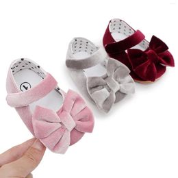 First Walkers 0-18 Months Infant Girls Bowknot Single Shoes Toddler Solid Colour Soft Sandals Fashion Party Princess