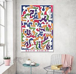 HD Print Paintings Wall Art Keith HARING Original Canvas Watercolor Poster Home Decor Modular Pictures For Bedroom Framework5783111