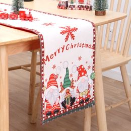 Decorações de natal bandeiras de mesa duplo algodão e linho criativo impresso boneco de neve papai noel tapete de mesa atmosfera decorações de natal