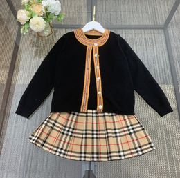 BBR2023 High end kids clothesgirls' three-piece set skirt Party dress baby clothes kids designer clothes Black Sweater Christmas gift simbakids size 100-160cm