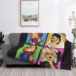 Blankets My Bride Childs Play Blanket 3D Print Soft Flannel Fleece Warm Chucky Horror Movie Throw For Office Bed Couch Quilt