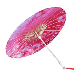 Umbrellas Kids Craft Long-handle Umbrella Children Oil Paper Wood Chinese Style Classical Girl Dance Costume Props Show Handmade