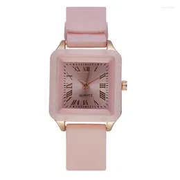 Wristwatches Brand Square Dial Watch Woman Vintage Roman Silicone Strap Quartz Luxury Gift Wristwatch Relojes Para Mujer Drop