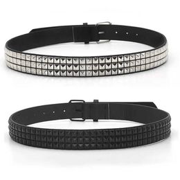 Other Fashion Accessories Fashionable rivet belt mens and womens screw belt punk rock with buckle straight black J240506