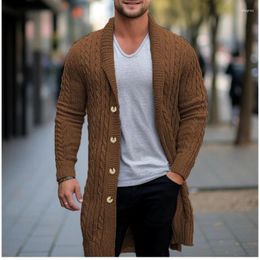 Men's Sweaters Mid-length Knit Coat Business Casual Mature Cardigan Autumn/winter Button-knit Long Men