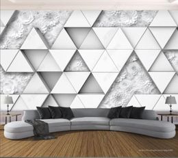 Wallpapers Papel De Parede Three-dimensional Triangle Origami Flower 3d Wallpaper Mural Iving Room Tv Wall Bedroom Papers Home Decor