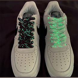 Shoe Parts Accessories 1 Pair Flat Reflective Runner Shoe Laces Safety Luminous Glowing Shoelaces Unisex for Sport Basketball Canvas Shoes 231118