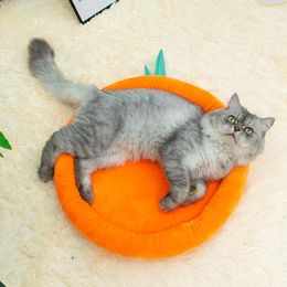 Cat Beds Warm Bed House Round Fodable Dog Sleeping Mat Pad Nest Kennel Pet Cushion Puppy For Winter