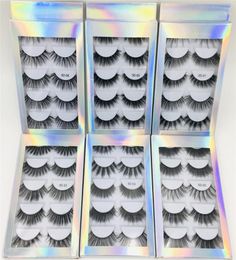 selling 5 Pair Natural Thick synthetic Eye Lashes Makeup Handmade Fake Cross False Eyelashes with Holographic Box1794279