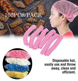 100Pcs Disposable Salon Hair Hat Anti Dust Net Bouffant Cap NonWoven Head Cover Elastic Cleaning Protect Caps23099906615