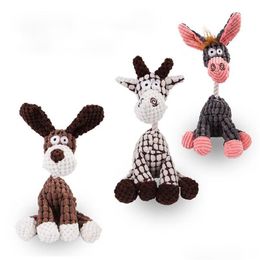 Dog Toys & Chews Pet Chewing Toys Animals Flamingo Deer Donkey Shaped Dog Bite Corduroy Plush Teething For Dogs Training Supplies Drop Dhy8N