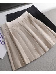 Skirts Ezsskj Autumn winter aline thick short SWEATER Skirt Women good quality cute pleated mini skirt female elegant knit 231118