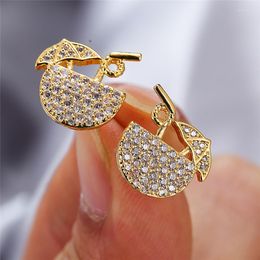 Stud Earrings Charm Female White Crystal Stone Dainty Beach Juice Cup Rose Gold Silver Colour Wedding For Women