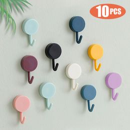 Kitchen Towel Hooks 10PCS Self Adhesive Wall Hook Strong Without Drilling Coat Bag Bathroom Door Hanger Home Storage Accessories 230419