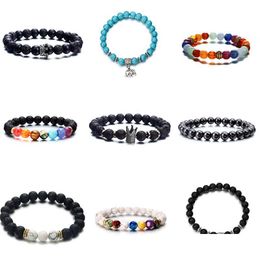 Charm Bracelets Fashion Mens And Womens Bracelet Volcanic Stone Crown Elephant Sun Charm Jewelry Suitable For Summer Beach G Dhgarden Otc1K