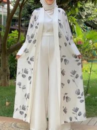 Ethnic Clothing Ramadan Eid Abaya Kimono And Jumpsuit Muslim Hijab Dress Turkey Linen Open Abayas For Women Dubai Arabic Kaftan Robe Islam