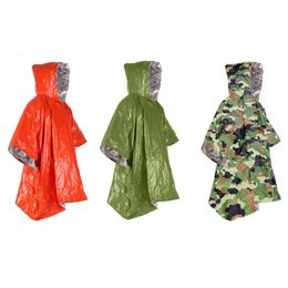 Outdoor Gadgets Emergency Water Proof Raincoat Aluminium Film Disposable Poncho Cold Insulation Rainwear Blankets Survival Tool Camping Equipment 231120