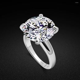 Cluster Rings Nightclub Exaggerated 925 Sterling Silver Large CZ Zircon Inlaid Ring For Women Fine Jewelry Eternity Band Wedding