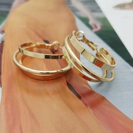 Hoop Earrings & Huggie Female Multi-layered Gold Brass Triple Round Shape For Women Luxury Statement 2023 Chic Jewellery