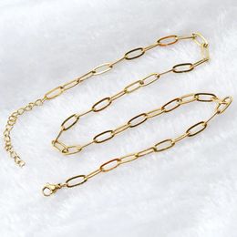 Chains Cuban Link Chain Necklace Women Stainless Steel Gold Color Choker Colar Fashion Jewelry Party Gifts Wholesale Drop