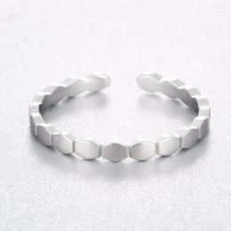 Cluster Rings CHENGXUN 2023 Trend Silvery Ring Simple Square Geometry For Women Adjustable Size Daily Jewery Girl