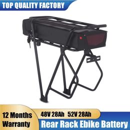 Rear Rack E-Bike Battery 48V 52V Lithium Li-ion for Electric Bycicle Batteria Pack 18650 21700 Cell for 500W 1000W 1500W W/Rack