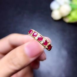 Cluster Rings Original Ruby Ring Natural Real 925 Sterling Silver Fine Handworked Jewellery Gemstone