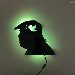 Night Lights Wall Decor Trump Silhouette Light For Home Decoration Rgb Color Changing Bedroom Black Lamp