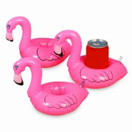 Mini Flamingo Pool Float Drink Holder Can Inflatable Floating Swimming Pool Bathing Beach Party Kid Toys A0420