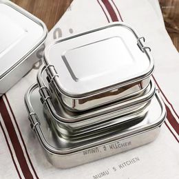 Dinnerware Sets 304 Stainless Steel Square Lunch Box Sealed Insulation Bento Student Canteen Large Capacity Compartment