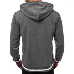 Men's Hoodies Slim Fit Outerwear Sweatshirt Coat Contrast Colour Splicing Stripe Hoodie Stylish Fleece Lining