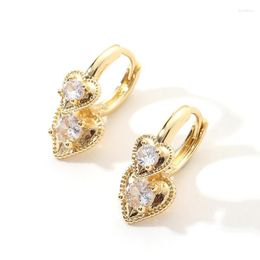 Hoop Earrings 2023 Women's Jewelry Copper Micro-set Zircon Heart-shaped Love Small Fresh And Selling All-match