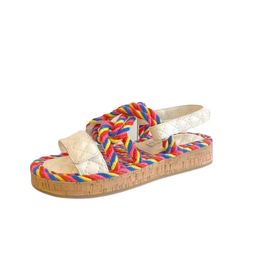 CHANNELLED garden l C SANDALS Blade Women's Hemp Rope Woven Metal Chain beach holiday Sandal Slipper Designer Luxury Elegant Simple Material Flat Shoes Comfortable