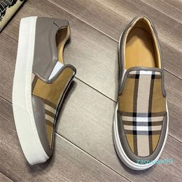 Designer Mens Shoes Luxury Loafers Leather Sneakers Vintage Checked Cotton Low Top Trainers Top Quality Shoe Trendy Men slip on Size 38-44