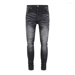 Men's Jeans Purple Brand Washed Black High Street Destroyed Denim Long Pants Trousers