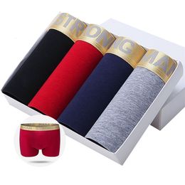 Underpants 4Pcs LANGSHA Male Panties Cotton Men's Underwear Boxers Breathable Man Boxer Solid Underpants Fashion Comfortable Brand Shorts 230420