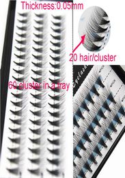 20d005mm 20 haircluster Flare Knot Silk eyelash Natural Long Black Individual Eyelash Extension Synthetic Extension Kit 3024723