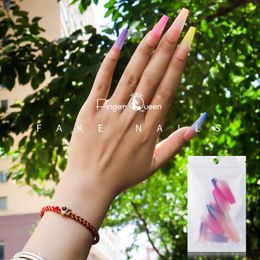 False Nails Extra Long Fake Coffin Glossy Press On Ballerina Acrylic For Women And Girls 20Pcs