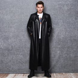 Men s Leather Faux Lautaro Long black leather trench coat men long sleeve double breasted spring autumn plus size pu mens clothing 6xl 7xl 231120