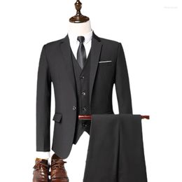 Men's Suits 4Pcs Jacket Pants Vest Shirts Fashion Men's Casual Boutique Business Dress Wedding Groom Suit Coat Blazers Trousers