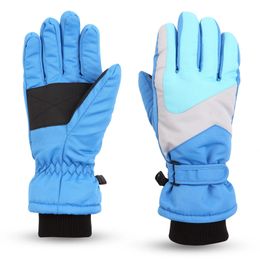 Children's Fingerless Gloves Waterproof Windproof Snow Gloves Outdoor Ski Sports Children Winter Mittens Thick Warm Patchwork Gloves Teenagers For 7-16T 231120